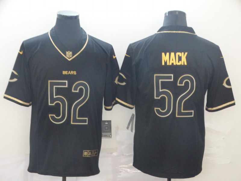 Men Chicago Bears #52 Mack Black Retro gold character Nike NFL Jerseys